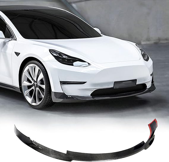 Carbon Fiber Front Bumper Lip Fits for Tesla Model 3 Sedan 2016-2022 Chin Spoiler Splitter Protector Add-on Factory Outlet (Style A, Carbon Fiber)