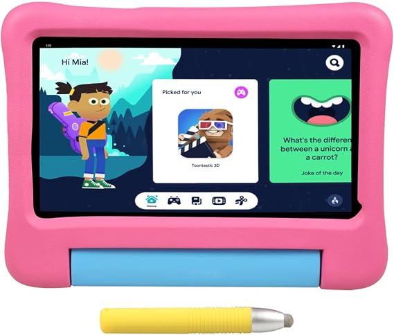 Kids Tablet, Toddler Tablets,7 inch HD IPS Screen, Android 12, Quad Core 2.0 Ghz, 6 GB +32 GB, 5G WiFi, 3500 Mah Battery, Parental Controls, EVA Kid-Proof Case with Stylus (Pink)