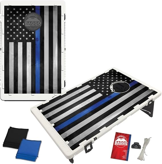 Baggo Cornhole Set 2x3 Portable Bean Bag Toss Game for Backyard Fun (Thin Blue Line)