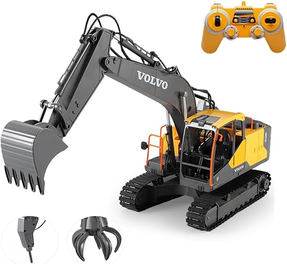 3 in 1 RC Excavator, RC Excavator, 2.4 GHz Wireless, 20 CH Power Shovel, Swivel, LED Light, Miniature, Construction Machine, Toy for Sandy Beach, Sandbox Parts Included