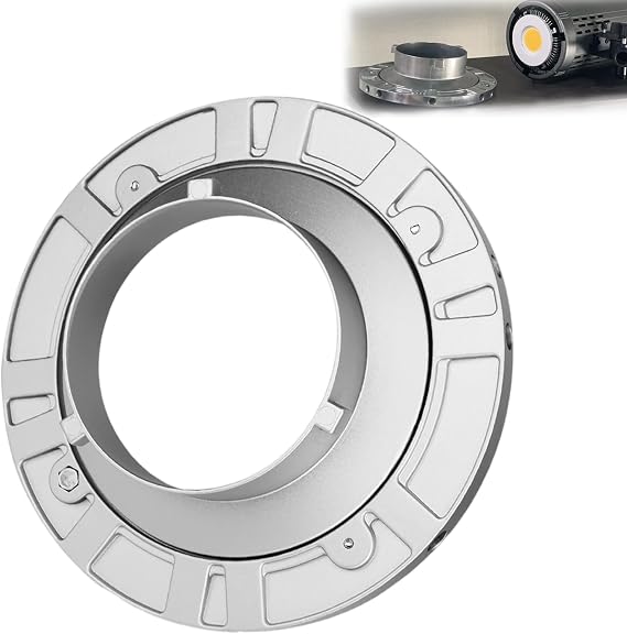 Metal Speed Ring Adapter for Studio Flash Softbox,360Rotation,12 Mounting Slots,Lightweight & Compact,7.5 inch Outer Diameter