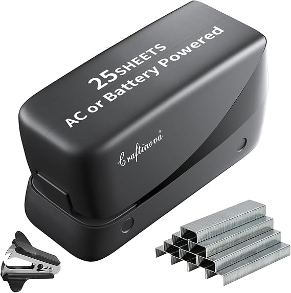 Electric Stapler, 25 Sheet Automatic Stapler, Include 2000 Staples and 1 Staple Remover, Jam Free, Professional and Home Office,Battery not Included,AC or Battery Powered