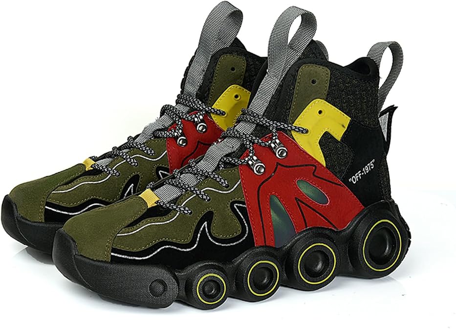 Men's High-Top Chunky Trainers Breathable Platform Shoes with Reflective for Streetwear & Daily Walking