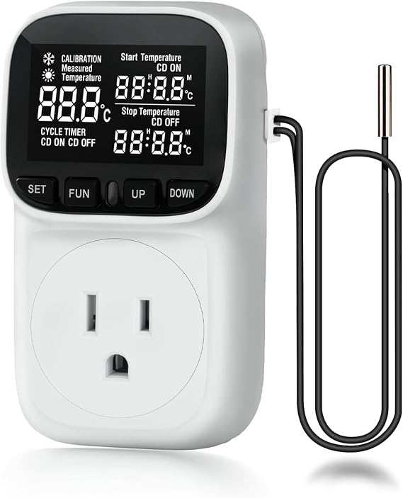 Digital Temperature Controller, Thermostat Outlet with LCD Display