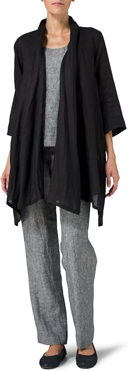VIVID Linen Open Front Jacket