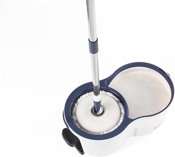 Beldray Deep Clean Spin Mop & Bucket - 2 Super Absorbent Microfibre Mop Heads, Pedal Operated 5.4L Bucket, Splash Guard Against Splash, 360 Rapid Spin & Dry Head