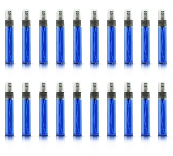 20 Pack Set 10ML Protable Refill Bulk Atomizer Spray Travel Perfume Bottle Hydrating Empty Bottle (Blue)