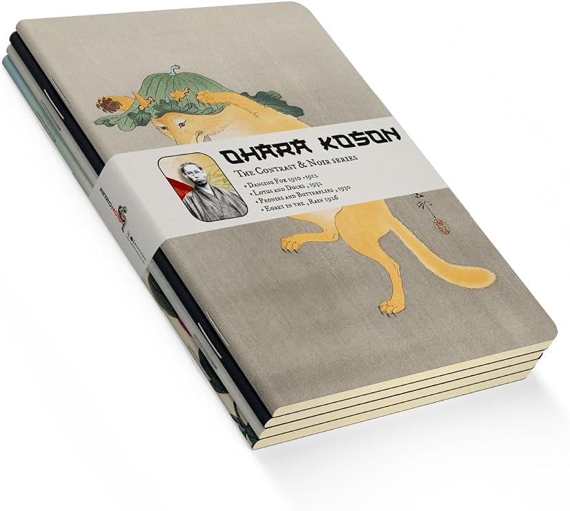 Retronote Ohara Kosan The Contrast & Noir Series 4'lü Defter Seti, Çizgisiz, 64 Sayfa, 14x21cm