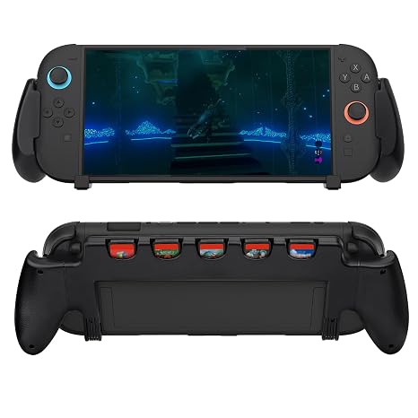 Mcbazel Console Grip with 5 Game Slots Compatible with Nintendo Switch 2 (2025), Ergonomic Grip Hard Shell for Users Who Prefer Handheld Mode, Black (NOT for Switch 1)