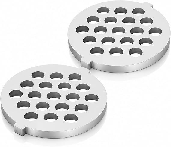 Meat Grinder Plates 2 Pack 304 Stainless Steel for No.5 Grinder | 304 Stainless Steel Rust Resistant, 2 Replacement Discs, 54mm Diameter, Easy Hand Wash, for No.5 B Type Meat Grinders