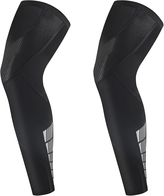 NuCamper Full Leg Compression Sleeve for Men Women 2 Pack Leg Sleeves