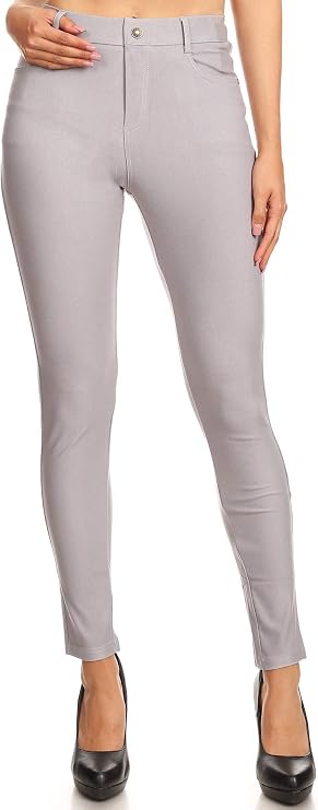 Women's High Waisted Denim Blended Jeggings Stretch Pull-On Jean Leggings Skinny Work Pants Regular- Plus Size