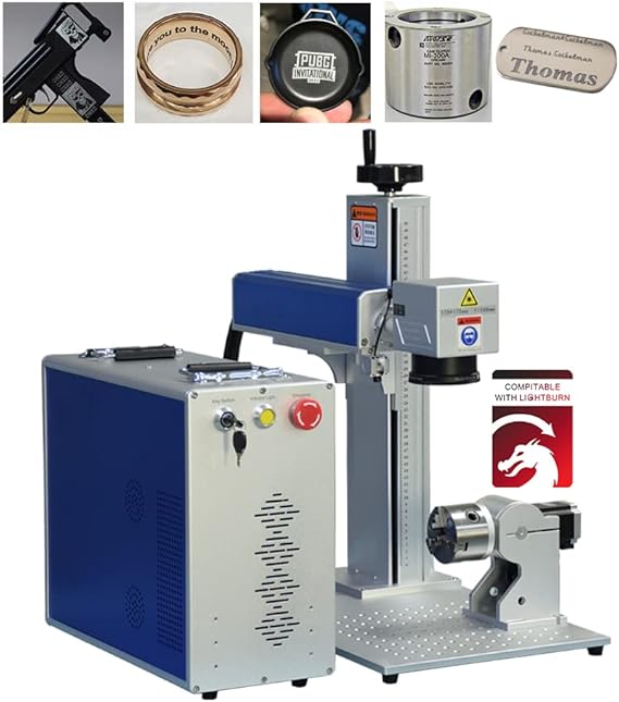 US Stock 50W JPT Fiber Laser Engraver Machine Fiber Laser Marking Machine Engraving Machine 175175mm Lens with Rotary Axis Compitable with Lightburn Class II Laser 0.874 mW FDA 2520815-000