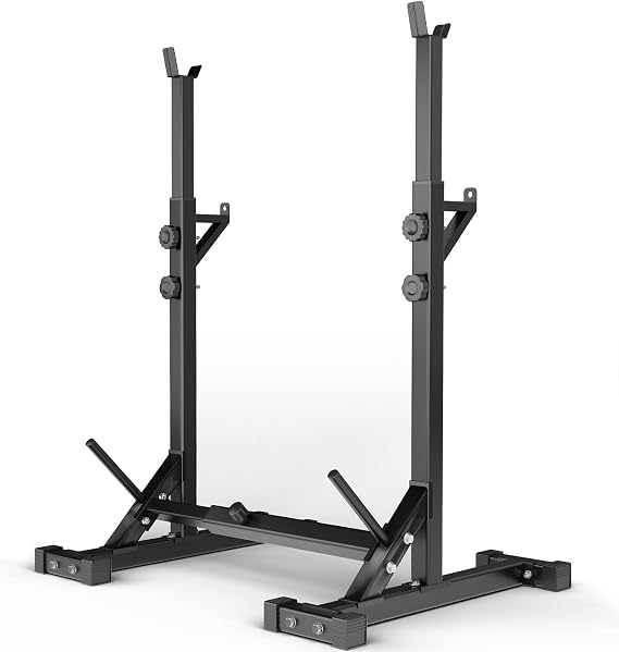 Elevens Squat Rack Stand Adjustable Bench Press Rack Barbell Rack Stand Multi-Function Weight Lifting Rack for Home Gym Strength Training