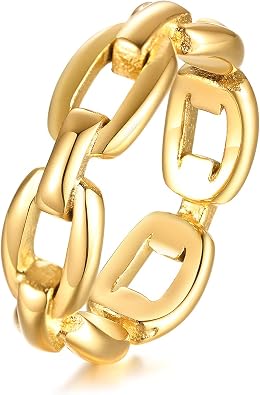 VNOX 18K Gold PlatedSilver Stainless Steel Cuff Link Ring for Women