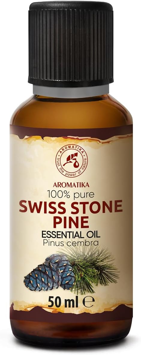 Swiss Stone Pine Essential Oil 1.7 Fl Oz - for Diffusers and Sauna | For diffusers and aroma lamps; sauna; soap and candles; air freshener; fresh scent; aromatherapy use; home ambiance