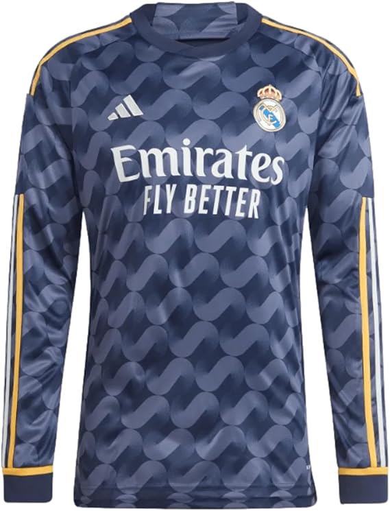 adidas Real Madrid 23/24 Long Sleeve Away Jersey - Breathable Mesh Panels, Moisture-Absorbing AEROREADY, Soccer Style