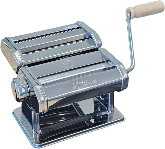 LAlunno Pasta Maker Machine by PastaVirtuoso - Hand Crank Machine for Pasta Dough and Noodles - Easy to Use Manual Kitchen Appliance for Tagliatelli, Spaghetti, Lasagna, Ravioli and More!