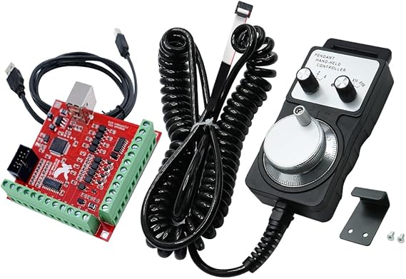 4-Axis Handwheel Controller with MACH3 Interface Board USB CNC Trailer Manual Control System for CNC Router/Router/Lathe High Precision Encoder No Emergency Stop Plug and Play for