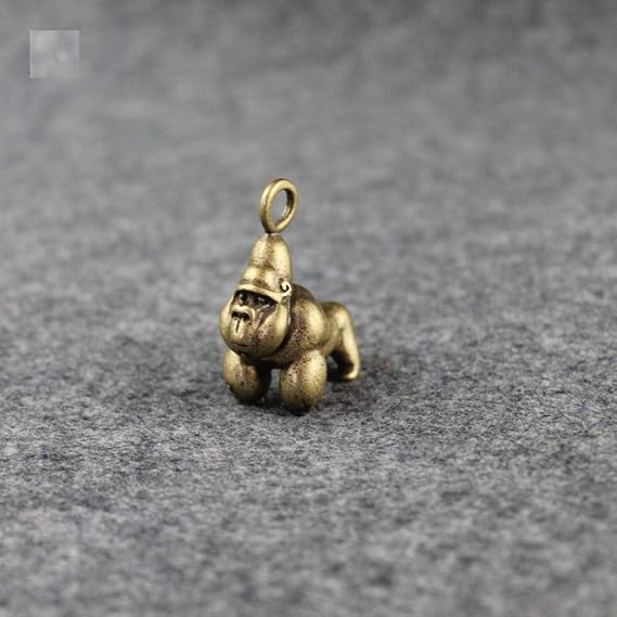 Personality Pure Copper Mini Statue Ornaments Retro Desk Antique Statue Sculpture Sculptures Solid Brass Orangutans Ape Tarzan Keychain Orangutans Bag Vintage Brass Animal Incenses Holder Creative Tea