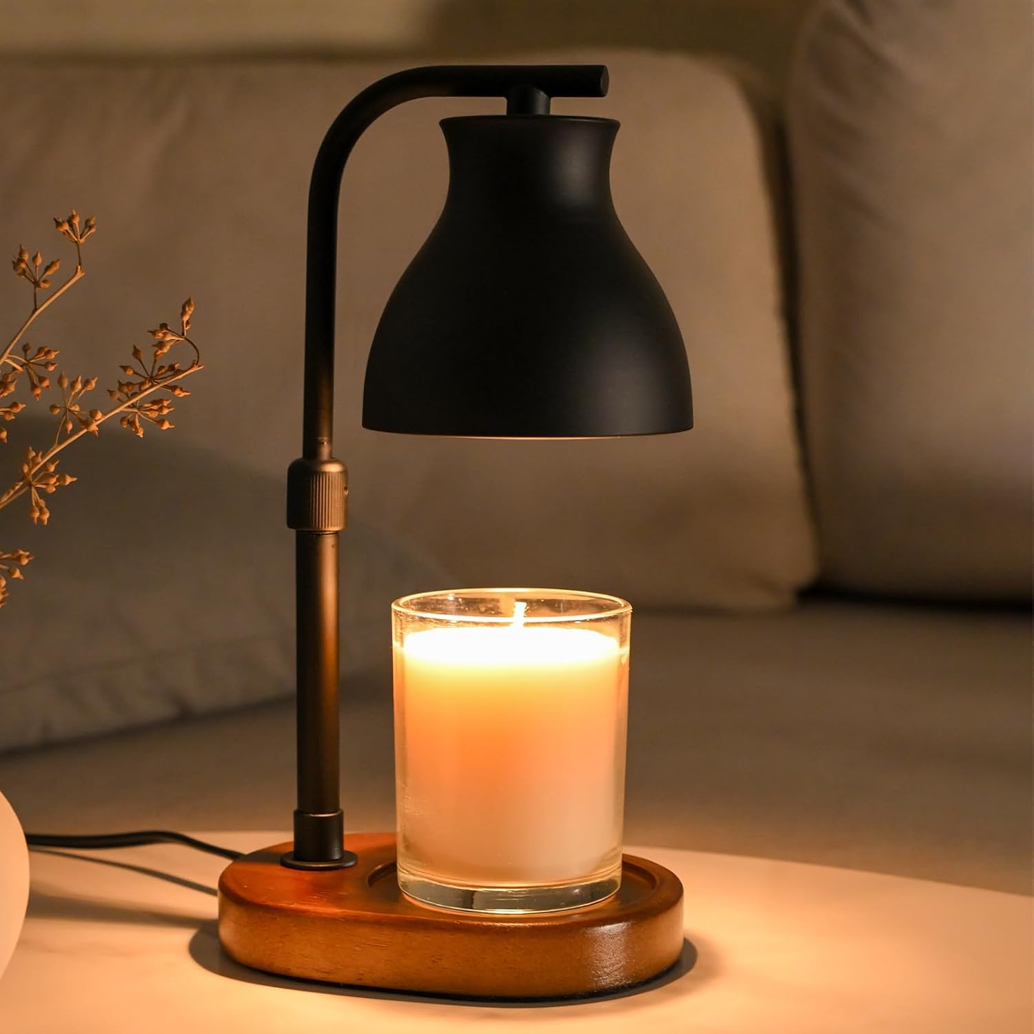 SOKCVSEA Candle Warmer Lamp Timer Height Adjustable, Birthday Gifts for Women Mom Gifts, House Warming Gifts New Home Decor, Wax Melt with 2 Bulbs Blacks