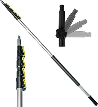 DOCAZOO DOCA Telescoping Pole 7-30 Ft - Extension Pole for Cleaning, Feather Duster, Window Washing Kit, Paint Roller, Window Squeegee - High Reach Extendable Kit for Indoor & Outdoor - Pole Only