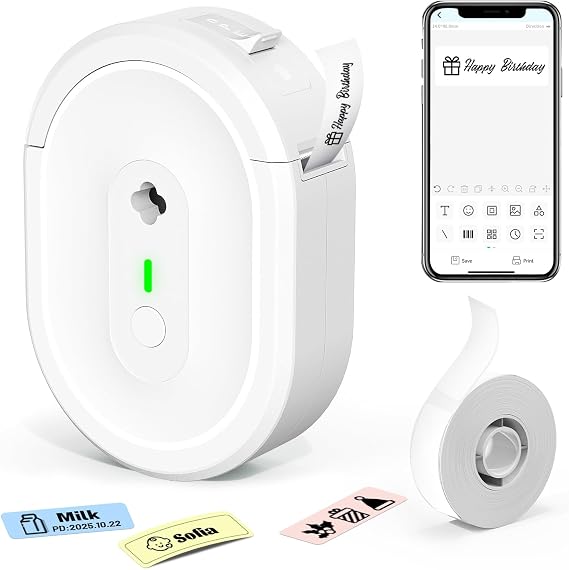 Bluetooth Label Maker Machine N12 Mini Thermal Label Printer, White