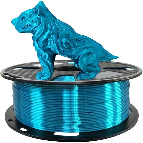 CC3D Silk Enamel Blue PLA Filament 1.75 mm 3D Printer Filament 1KG 2.2LBS Spool Silky Shiny Metallic Cyan Metal 3D Printing Material Shiny Blue