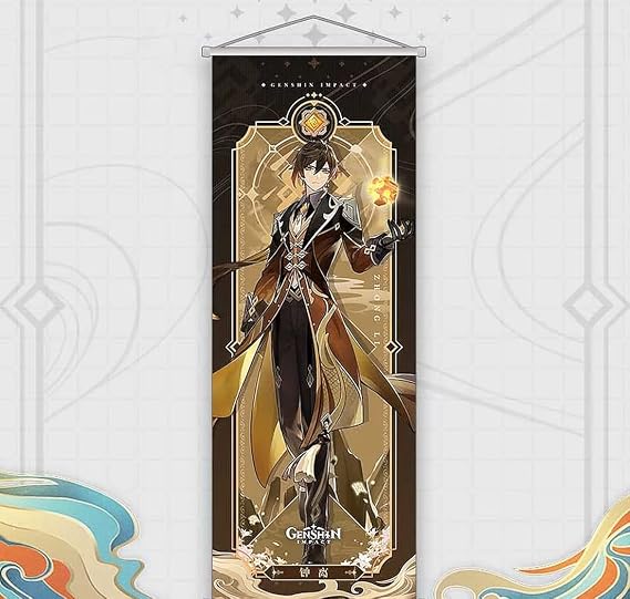 Wall Scroll Poster Hanging Wall Art Premium Artistic Canvas Anime Picture Character Merchandise (Zhong)