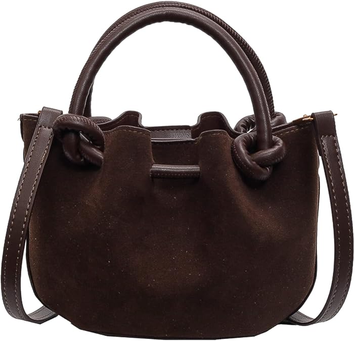 Brown Suede Crossbody Purse for Women, Lightweight Shoulder Bag with Stylish Strap