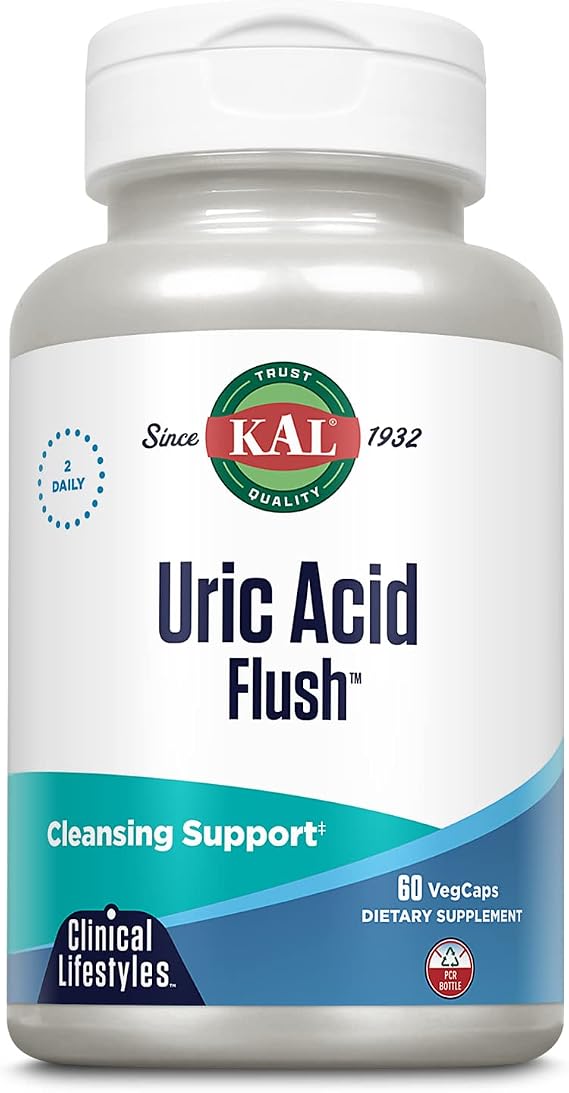 KAL Uric Acid Flush | Tart Cherry Blend, Celery Seed & More for Healthy Joint Comfort Support | 30 Servings | 60 VegCaps