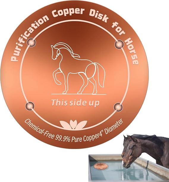 Copper Disk for Horse Drinking Waterer Bowl|4-inch Diameter,0.6mm Thick|99.99% Pure Copper Disc|Automatic Horse Waterer Feeder Purification Disk with 4 Point Support|Purify Water All Year Round