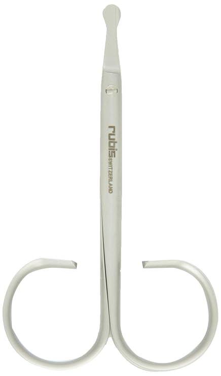 Rubis Duck Stainless Steel Scissors for Precise Nose and Ear Hair, 1F003, Made in Switzerland, Silver