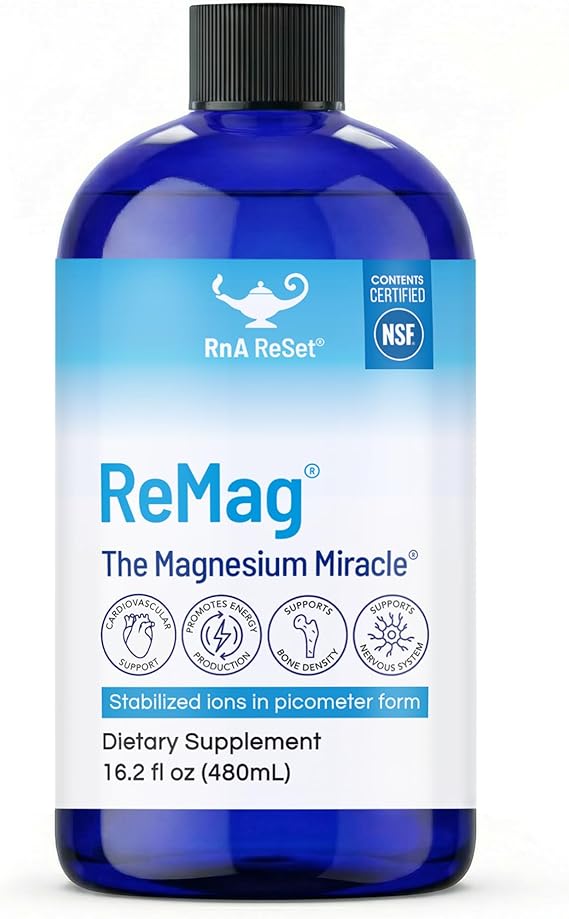 RnA ReSet ReMag Pico-Ionic Liquid Magnesium for High Absorption, 16.2 Fl Oz (1-Pack) NSF Certified, Supports Restful Sleep - Nerve Health - Muscle Relaxation - Cardiovascular Health