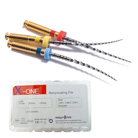 SNAWOP Dental Endo Files 3PCS X-One Gold Reciprocating Rotary Niti File for Endodontic Root Canal Treatment (21MM Assorted)