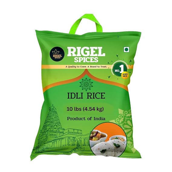 Rigel Spices Idly Rice10 lbs (4.54 kg) | Authentic South Indian Rice for Soft & Fluffy Idlis and Crispy Dosas | Ideal for Breakfast, Daily Meals, and Traditional Recipes