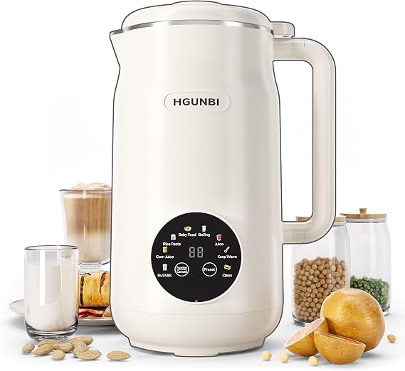 8-in-1 Automatic Nut Milk Maker Machine, 50oz Soy Milk Maker with 12 Blades, Nut Milk Maker Blender for Homemade Plant-Based Milk, Oat, Soy, with Self-Cleaning, Keep Warm, 12-Hour Delay