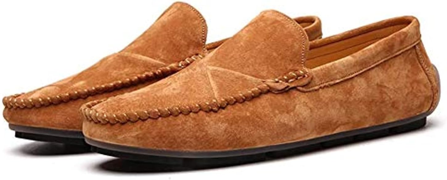 Men Suede Driving Comfort Loafers Brogue Casual Walking Flat Moccasin Business Classic Dress Boat Shoes