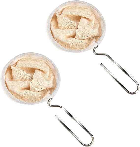 2 Pcs Reusable Coffee Sock Filter with Stainless Steel Handle, Handmade Flannel Cloth Tea Strainer Bag for Manual Drip Coffee Brewing, Cuban Coffee and Home Office Use