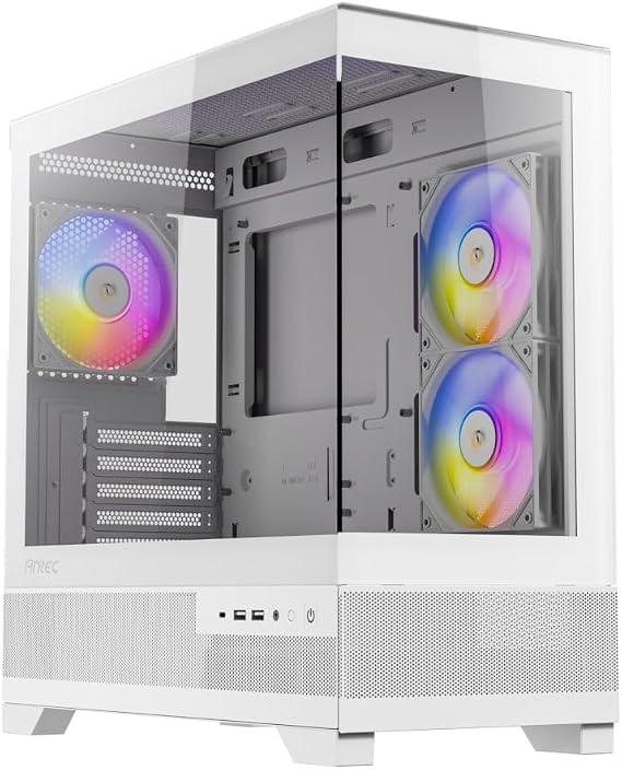 Antec Mini CX500M ARGB Beyaz Micro-ATX Mini-ITX Bilgisayar Kasası, Temperli Cam, ARGB Fanlı