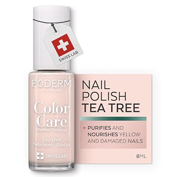 PODERM Nail Polish Enriched with Tea Tree &amp; Biotin Improves Nail Appearance Vegan Formula For Hands &amp; Feet Swiss Made Coral Pink