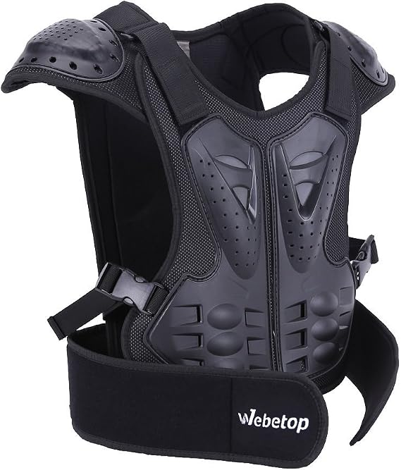 Webetop Youth Chest Protector Motocross, Kids Dirt Bike Gear for ATV MTB S | multi-layer PE EVA impact absorption, adjustable waist, lightweight 1.23lbs, fits 45-51in, mecha-style design