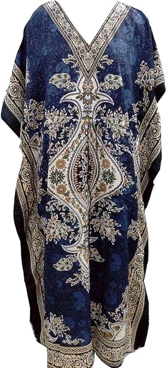 Floral Print Long Caftan Tunic Dress Nightdress Beach Maxi Kaftan Nightwear Plus Size Cover Up Women