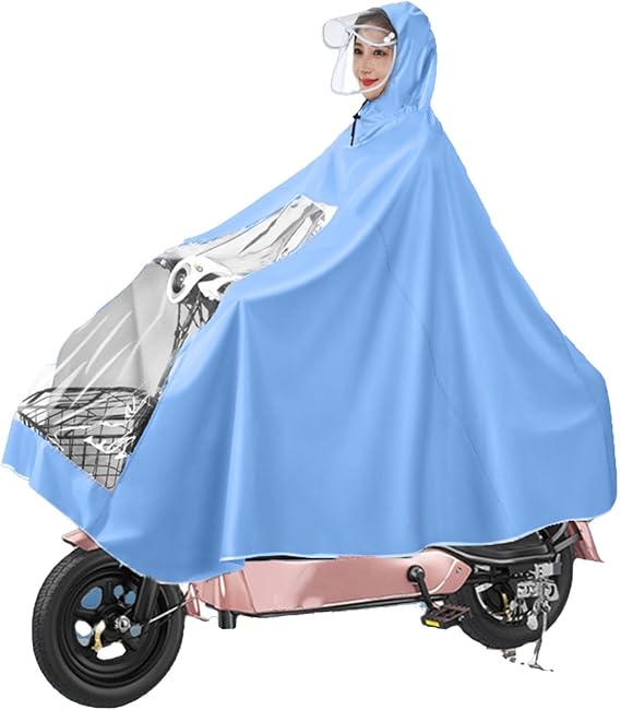 Motorcycle Raincoat, Full Body E Bike Rain Poncho Jacket for Bike Scooter Cycling (L)