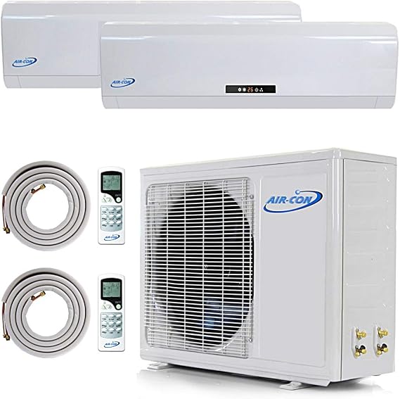 2 Zone Mini Split - 12000 + 24000 Ductless Air Conditioner - Pre-Charged Dual Zone Mini Split - Includes Two Free 25' Linesets - Premium Quality - USA Parts & Awesome Support