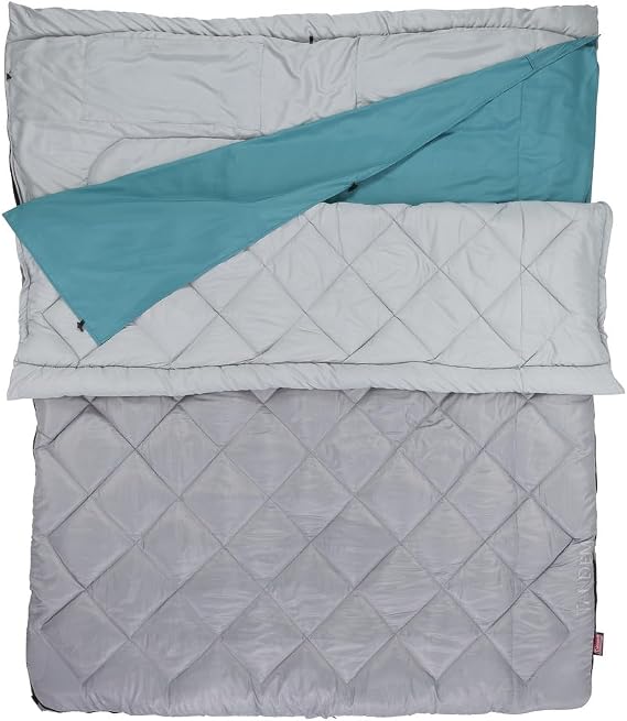 Coleman 45F Double Sleeping Bag, XL Tandem Sleep Sack with Big & Tall Design, Zips Apart into 2 Sleeping Bags, Machine Washable