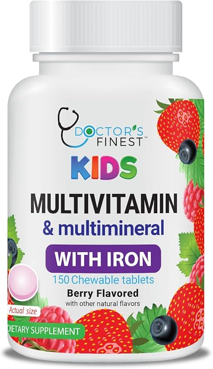 Lifeable Kids Multivitamin with Iron Chewable Tablets, Ages 2+, 150 Count