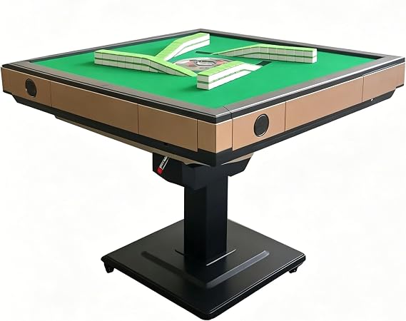 Auto Foldable Mahjong Table for Chinese//Taiwanese (Champagne) | Easy 30-Minute Assembly, 144 Tiles Without Number Markings, Designed for Chinese Mahjong Players