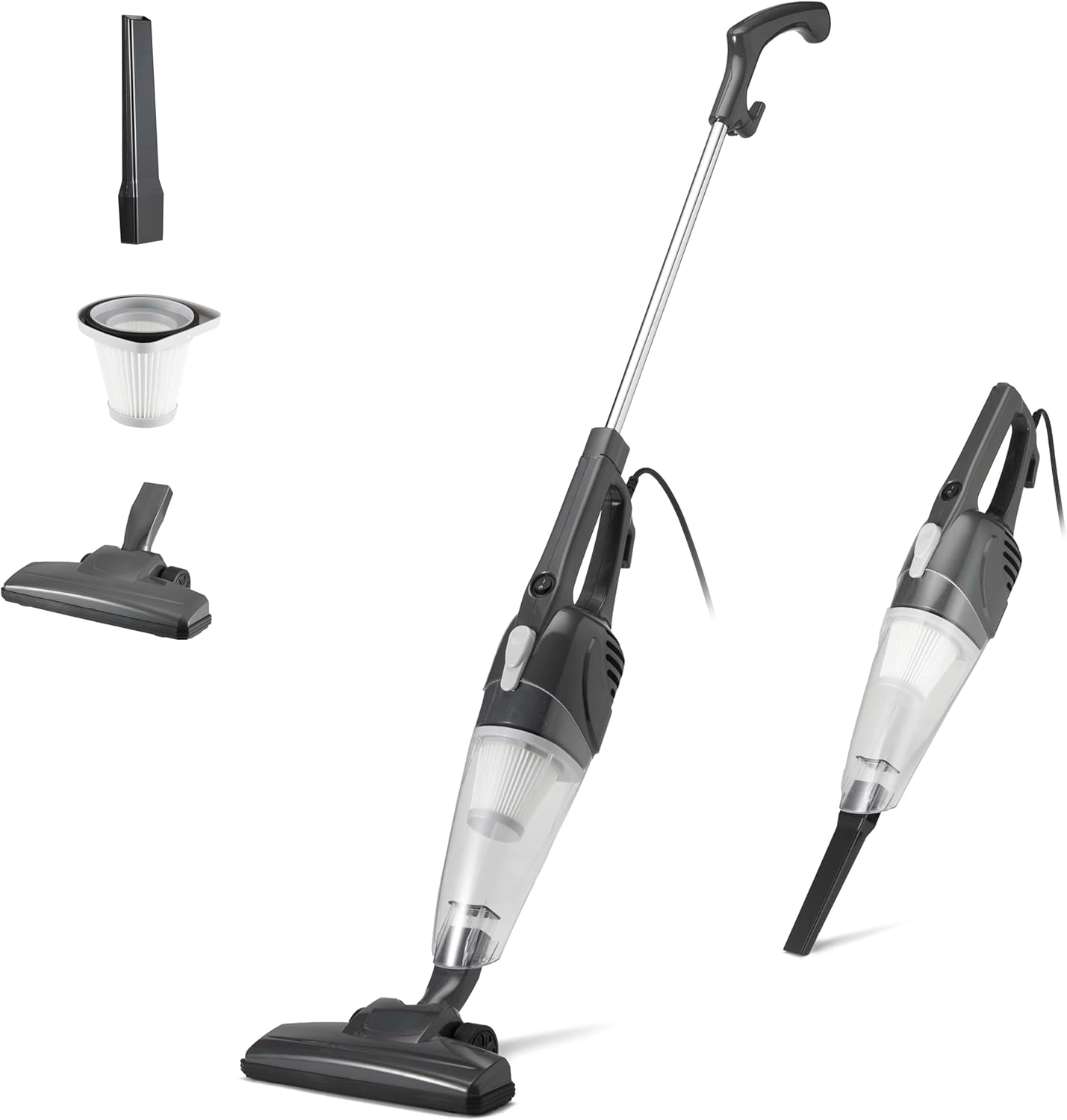 Amazon Basics 2-in-1 Corded Upright Vacuum Cleaner, ECO Motor, replaceable filtration, Lightweight Stick, Black