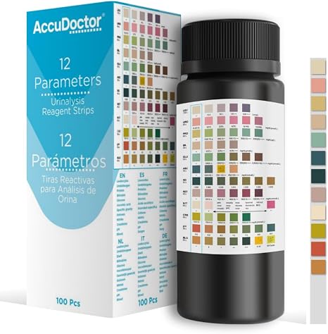 AccuDoctor 100 Urine Test Strips - 12 Parameters Quick Test for Home (pH Glucose Ketones Protein) - Health Check Urine Analysis Urine Strips